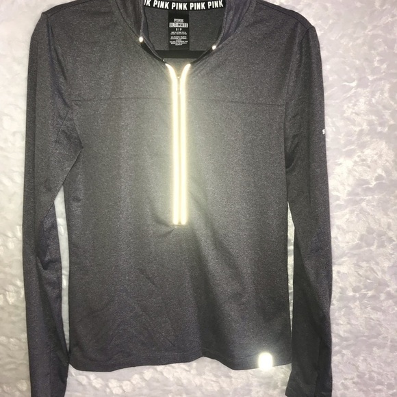 FINAL SALE Victoria's Secret Pink Heather Grey 3/4 zip Pullover Size Sm… - Picture 1 of 6